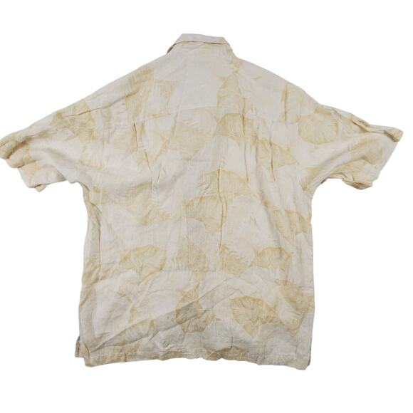 Tommy Bahama Short Sleeve Button Up Yellow Floral Embordered Linen Shirt Large - Picture 8 of 8